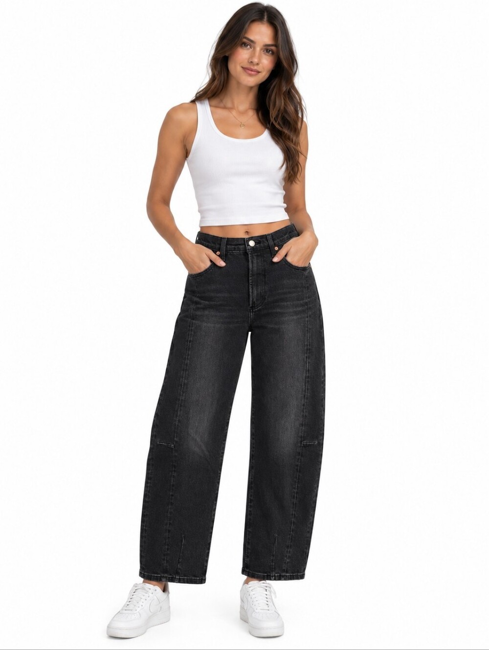 Pistola Women’s Black High Rise Barrel Leg Jeans Size 27